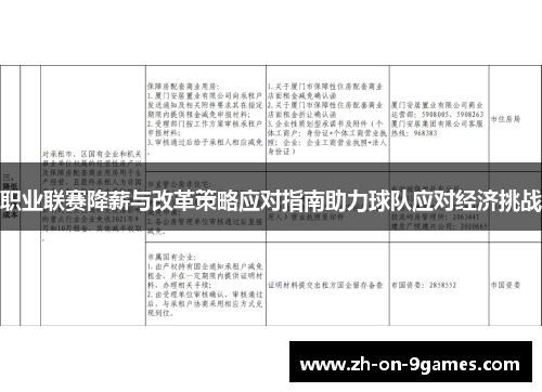 职业联赛降薪与改革策略应对指南助力球队应对经济挑战 职业联赛降薪与改革策略应对指南助力球队应对经济挑战